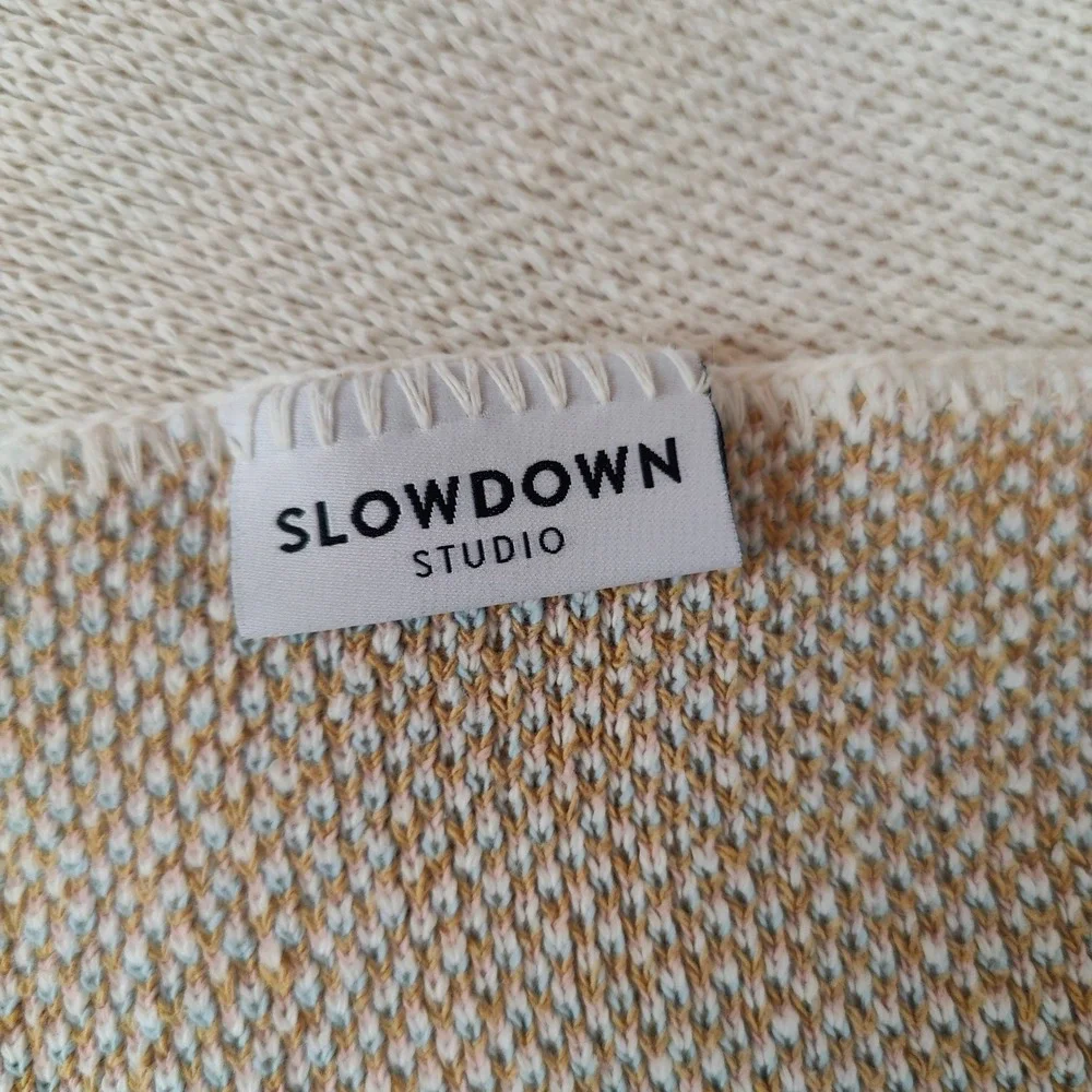 Slowdown Studio‎ Abstract Graphic Woven Throw Blanket Pink Blue Mustard 62x49